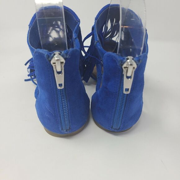 Steve Madden Favorit Women Open Toe Suede Gladiator Sandal 6.5 Fringe Boho Blue - Picture 4 of 6